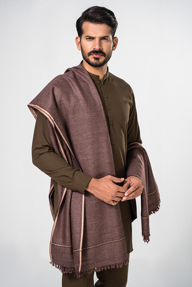 Buoyant Burgundy Shawl For Men