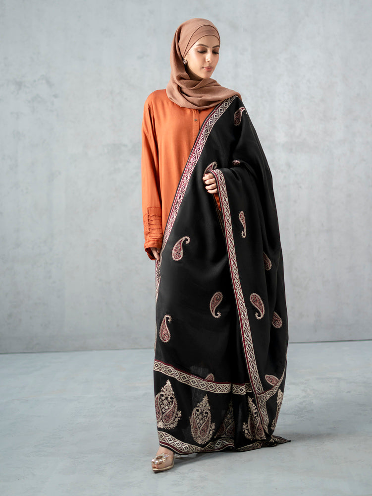 Contrast Kashmiri Shawl Dark