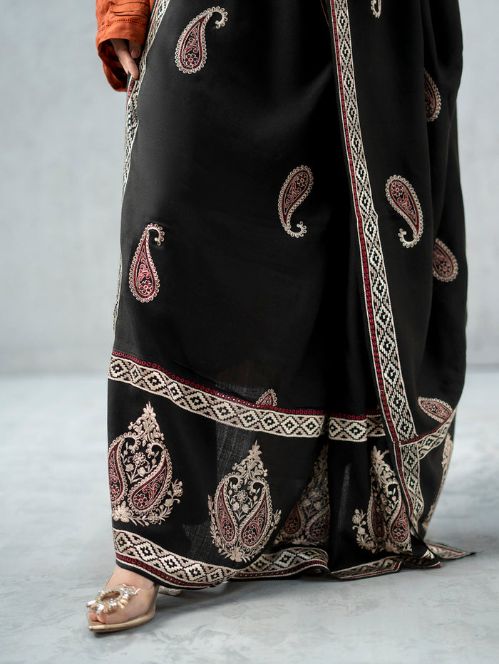 Contrast Kashmiri Shawl Dark