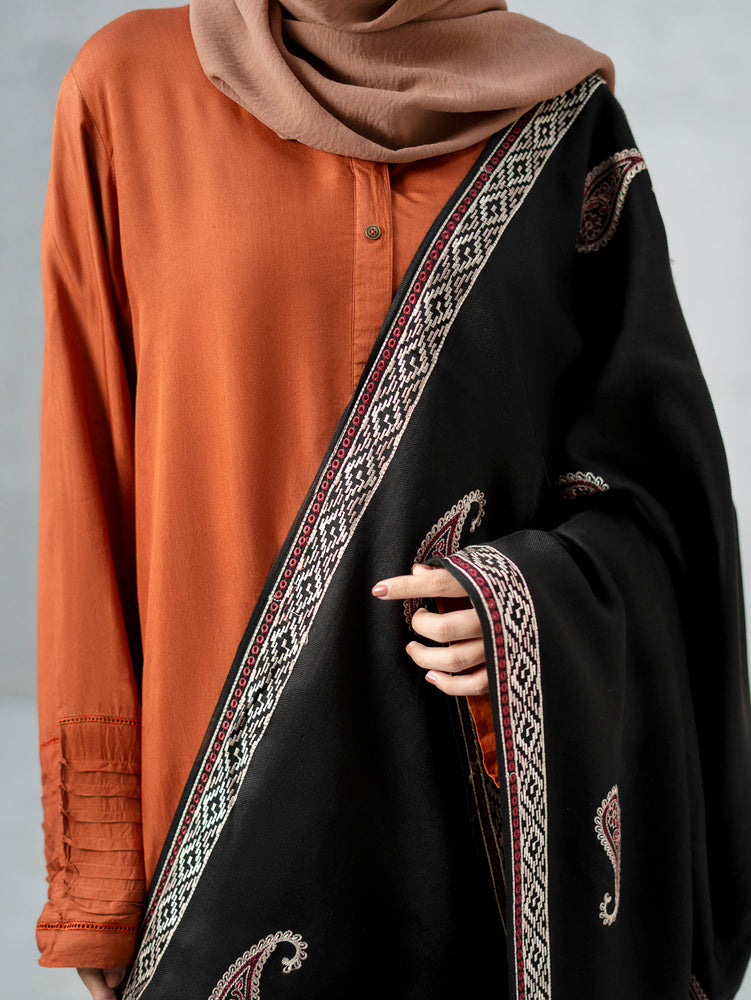 Contrast Kashmiri Shawl Dark