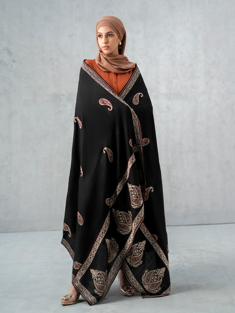 Contrast Kashmiri Shawl Dark