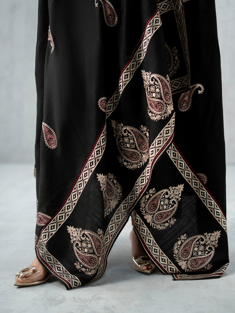 Contrast Kashmiri Shawl Dark