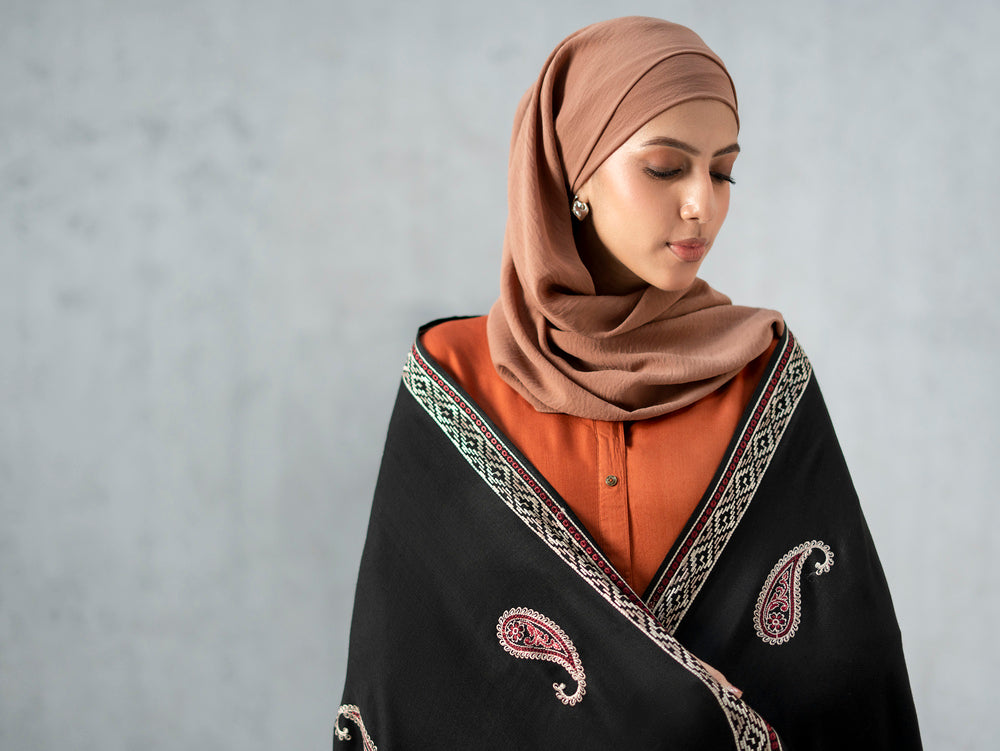 Contrast Kashmiri Shawl Dark