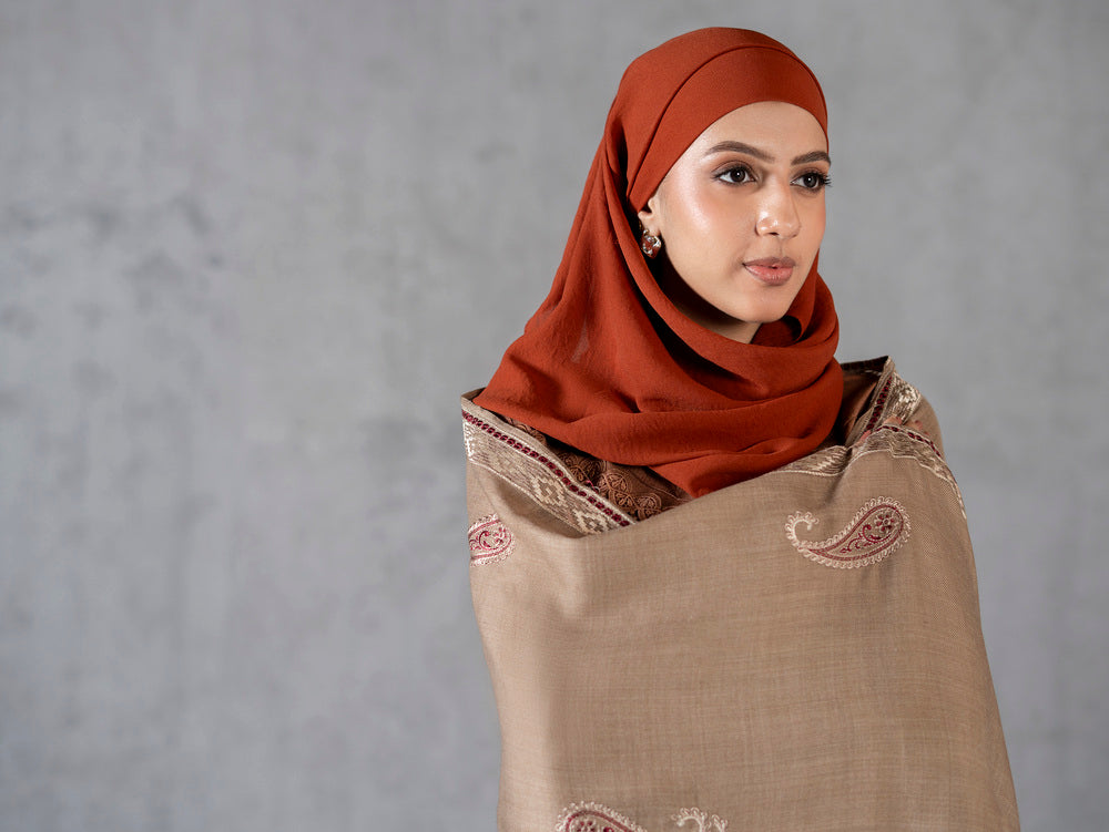 Contrast Kashmiri Shawl Light