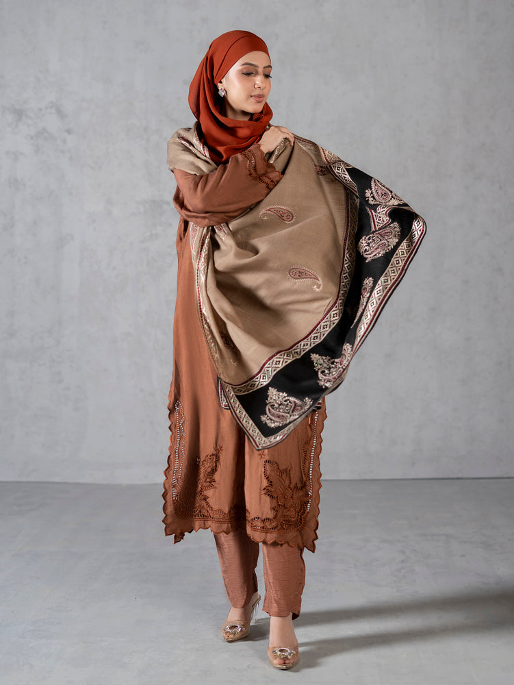 Contrast Kashmiri Shawl Light