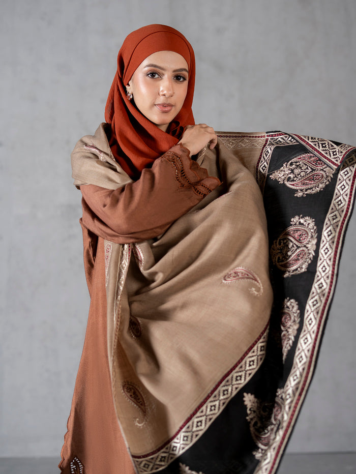 Contrast Kashmiri Shawl Light