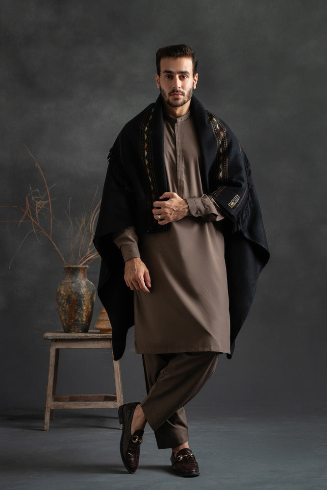 Nawab Bumbul Black Shawl