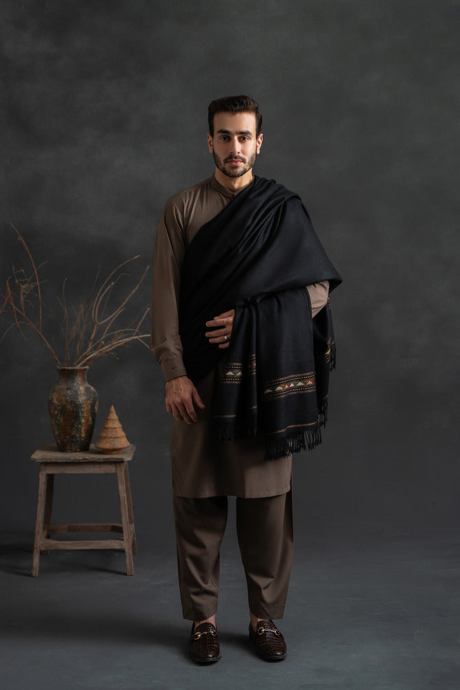 Nawab Bumbul Black Shawl