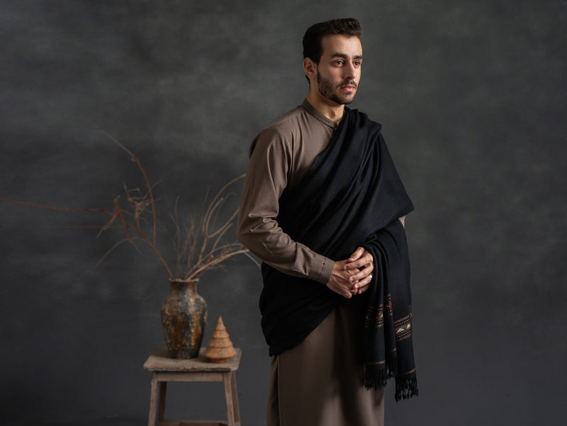 Nawab Bumbul Black Shawl