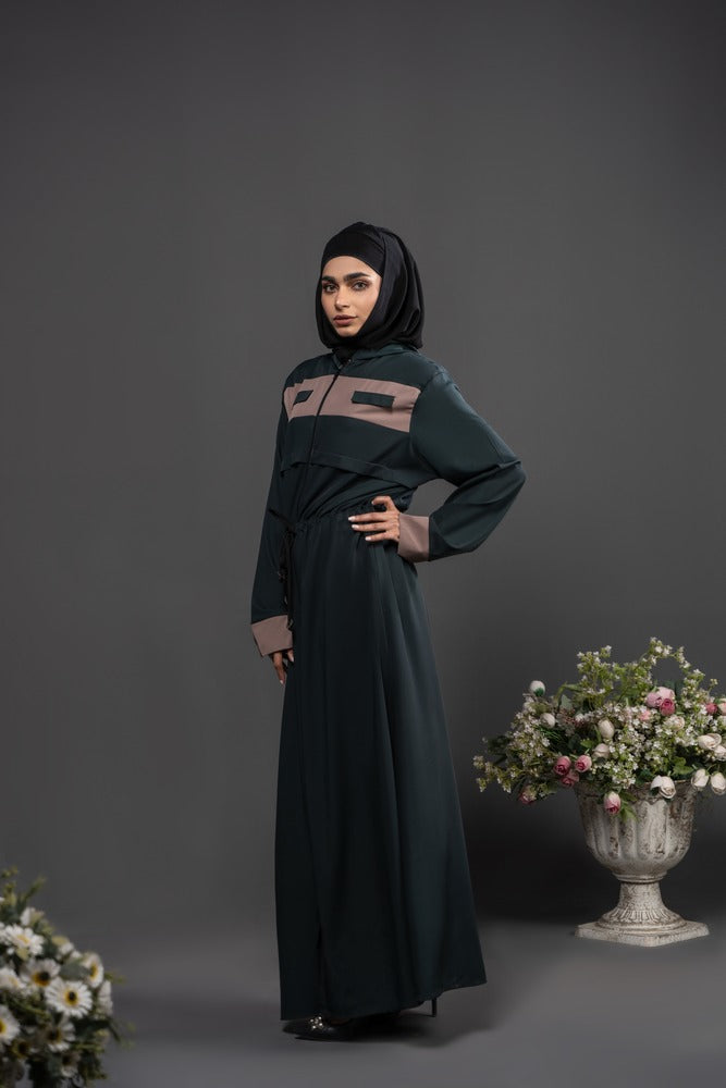 Green Two-Toned Abaya For Women