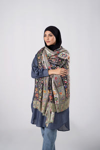 Sarwat Pashmina Kalamkar Stripe