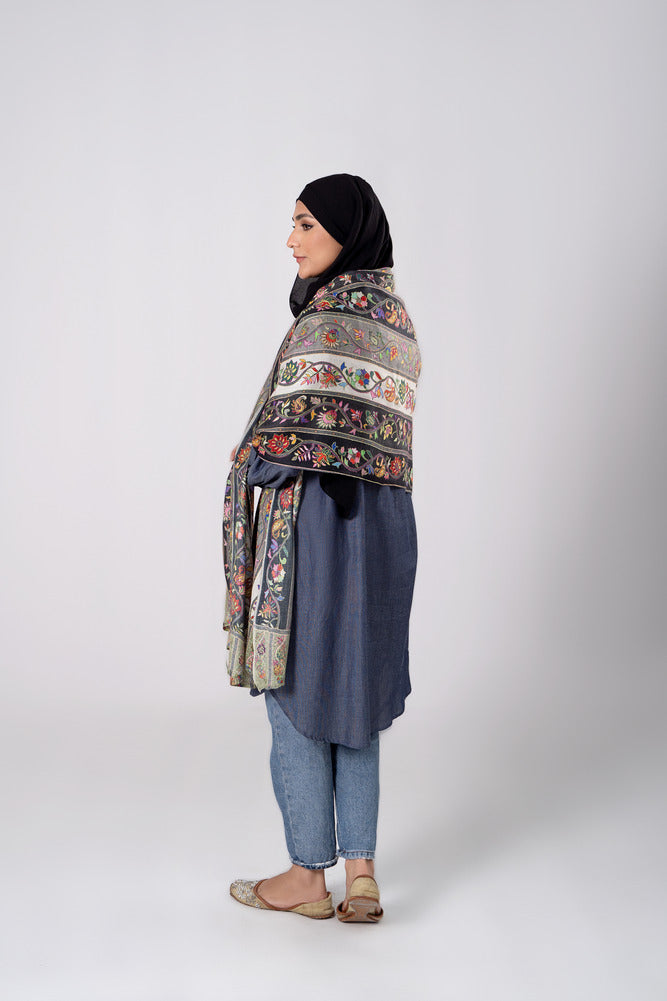 Sarwat Pashmina Kalamkar Stripe